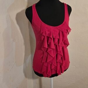 New York & Company Fuchsia Ruffle Tank Top Size S